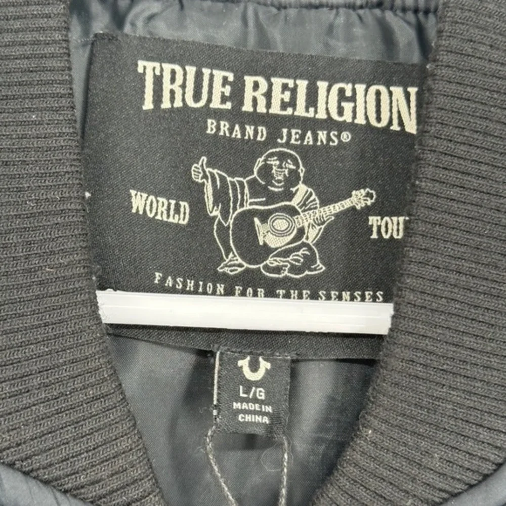 True Religion Mens Puffer Vest Onyx Black Horseshoe Logo 105320 Size‎ L NWT $179